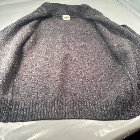 LL Bean Wool Zip Up Cardigan Sweater Men Pockets Long Sleeve Gray - Picture 11 of 16